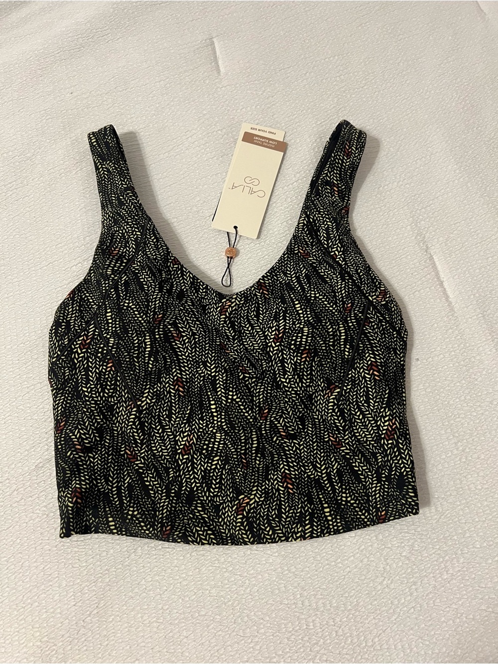Black Printed V-Neck Crop Top with Subtle Multicolor Accents